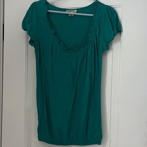 Elegant Teal Ruffle Blouse